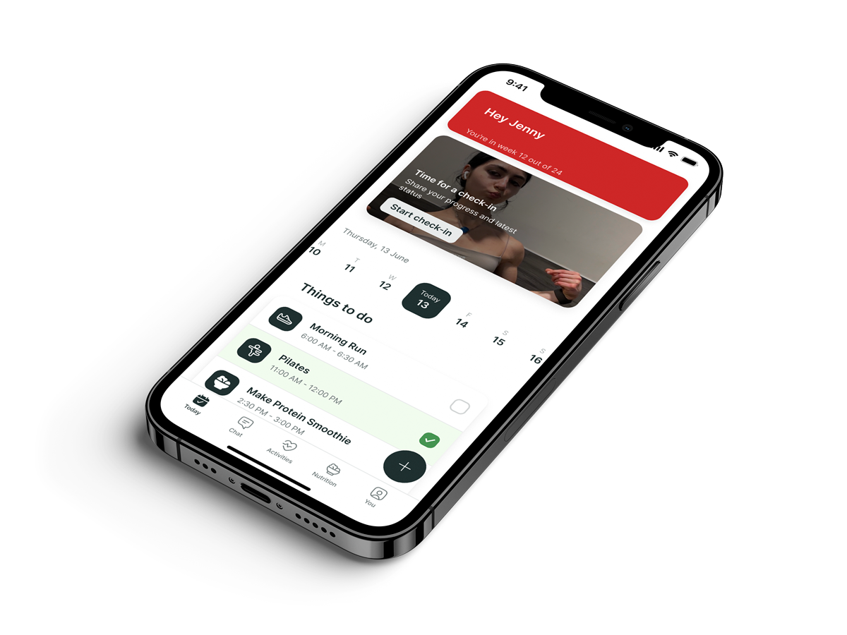 A mockup of the coaching app showcasing the features.